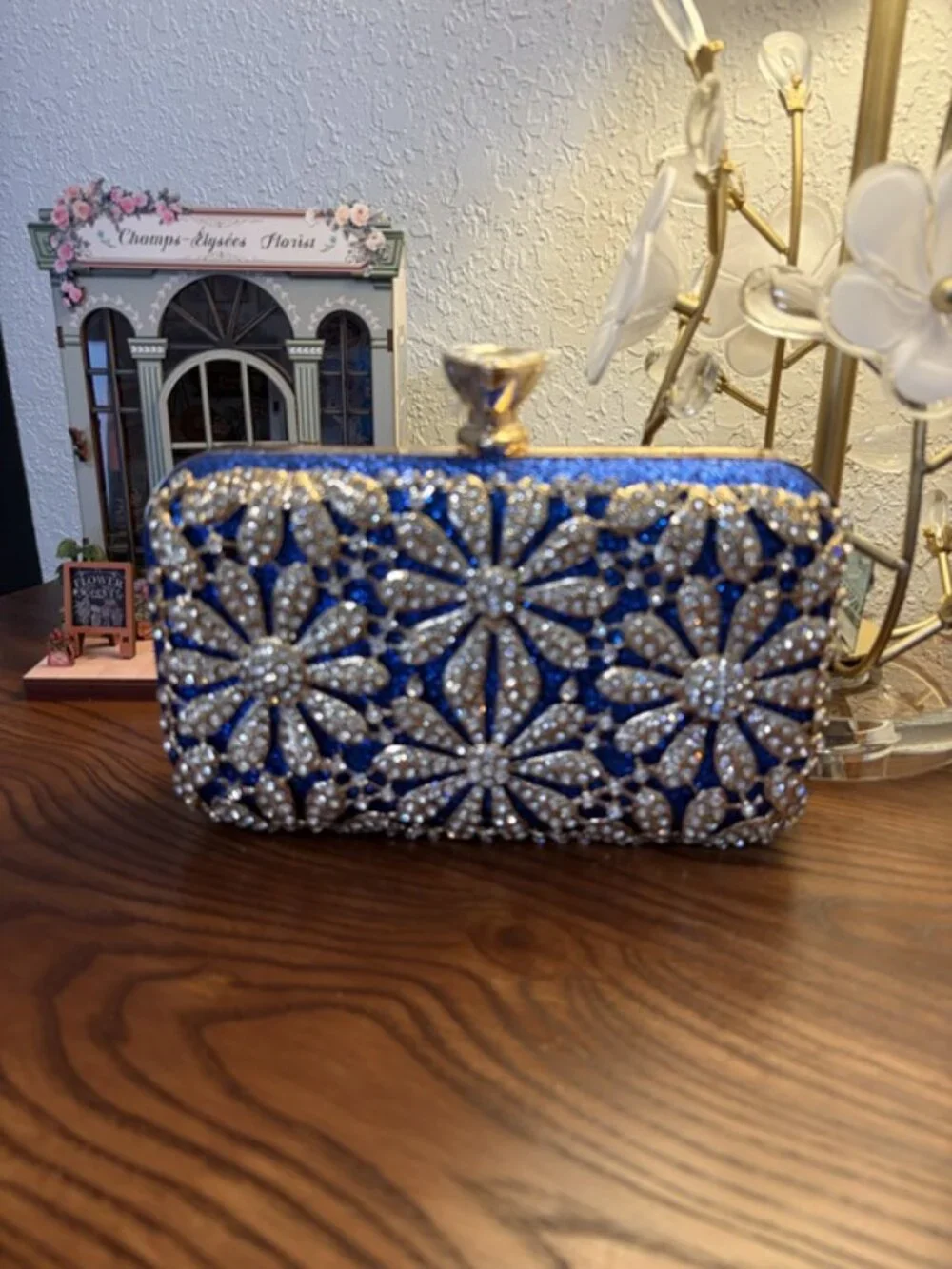Jewel Encrusted Blue Evening Bag - Picture 2 of 4
